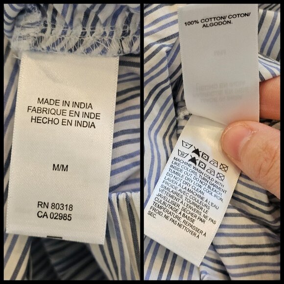 2 Lucky Brand Classic Knotted Cropped Collared Shirts White Blue Sz M NWT Preppy - Picture 9 of 9